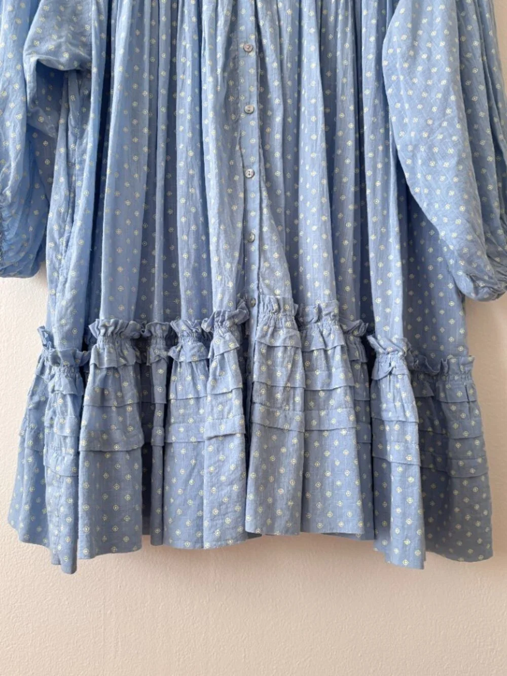 Free People Full Swing Mini Dress in Powder Blue Polka Dot
